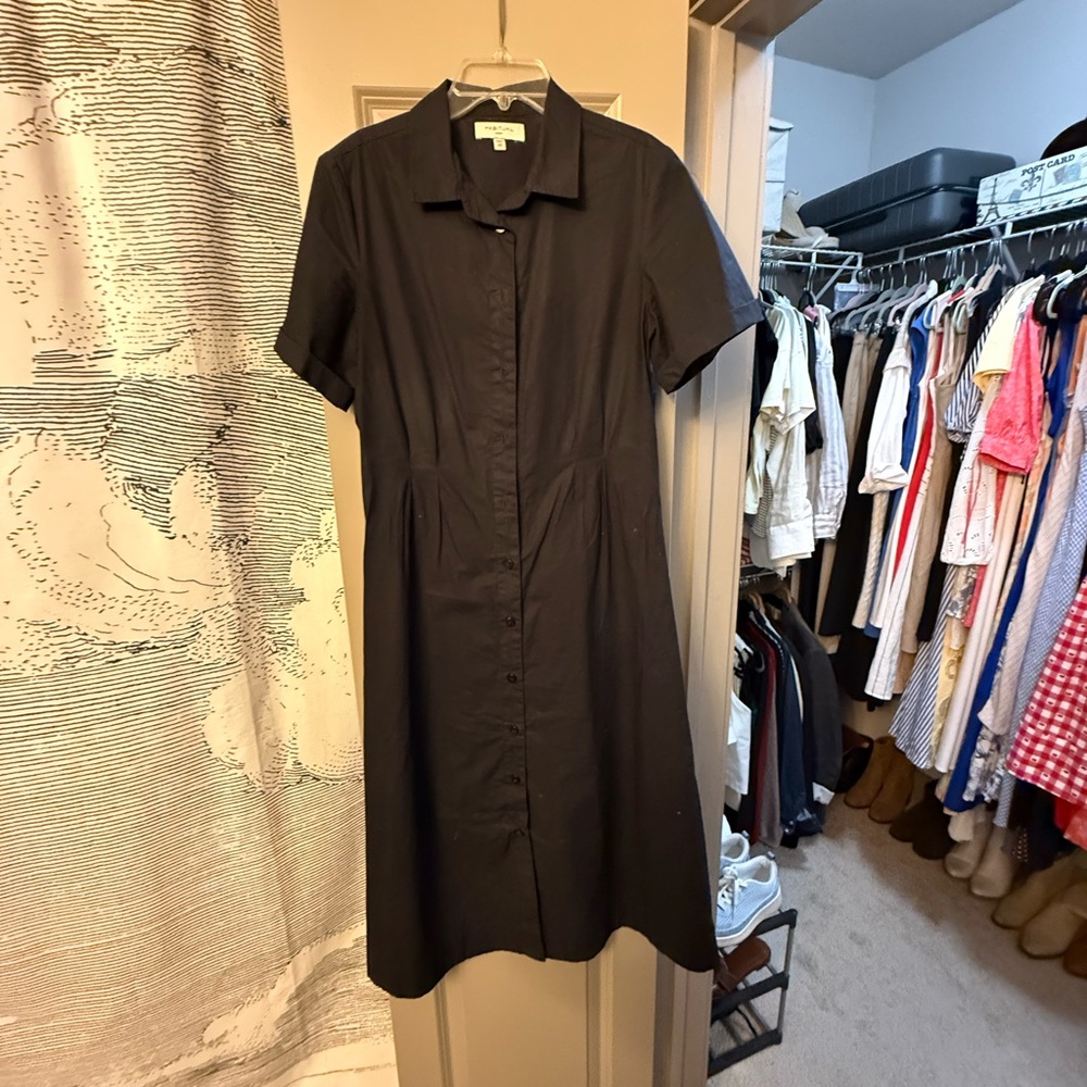 Habitual Black Notched Collar Midi Dress